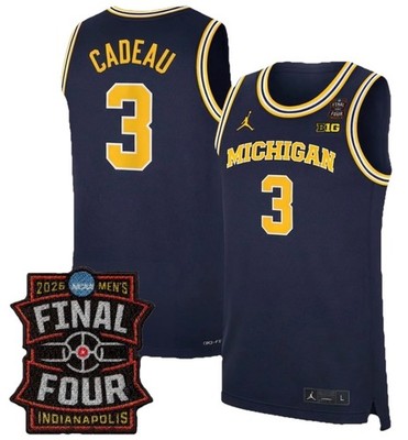 NWT! Michigan Wolverines Elliot Cadeau #3 Jordan Stitched Blue Jersey Size 3XL!