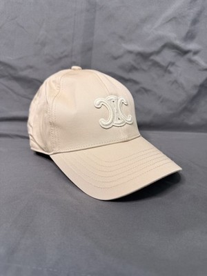 CELINE Paris Triomphe Adjustable Baseball Cap Beige Size Medium Women's