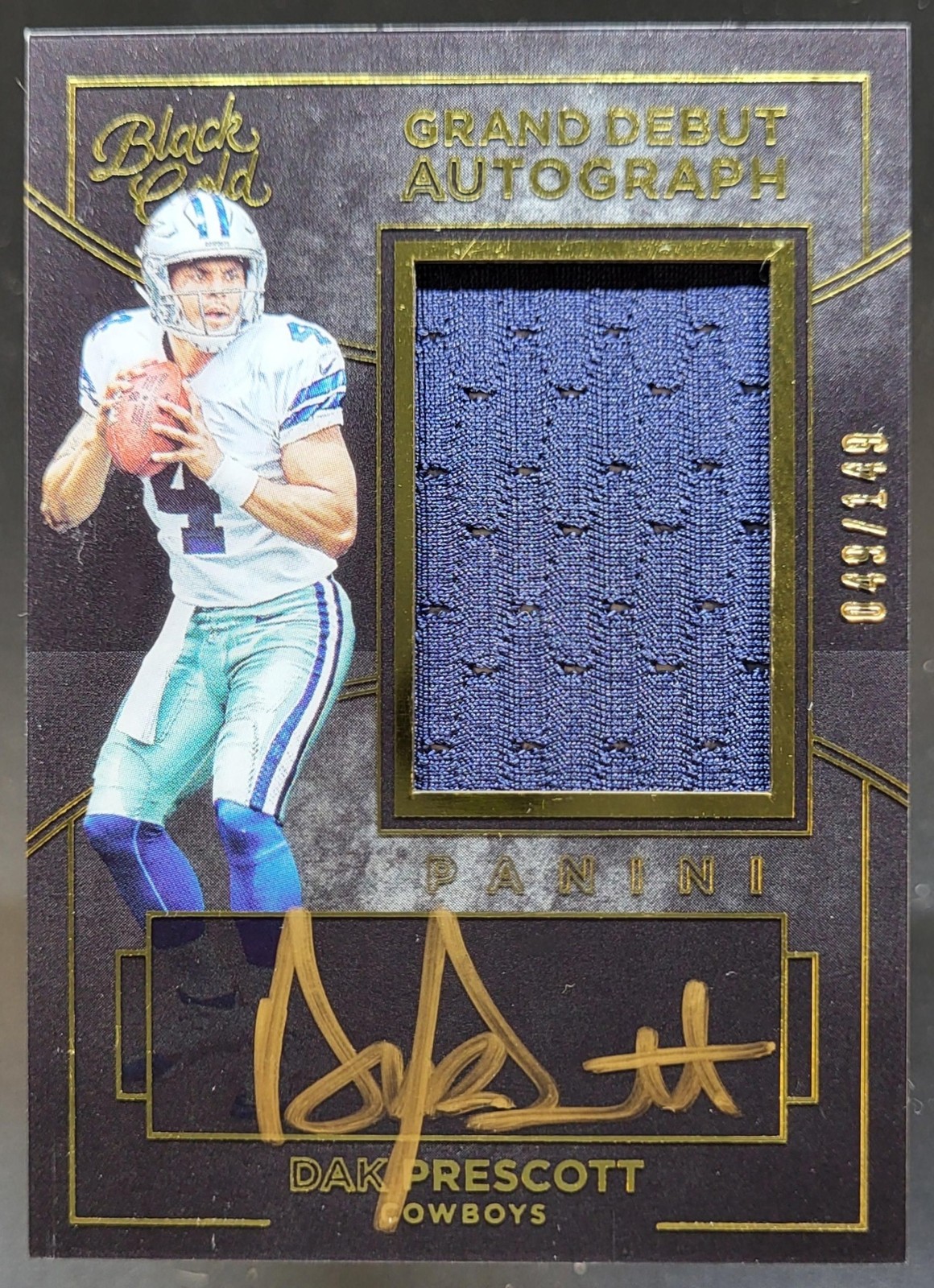 Dak Prescott Panini Black Gold Grand Debut Autograph Jersey #GDDK Base