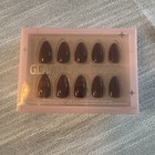  Press On Nails - | Deep Red Sparkly Short Almond Fake Nails with Ruby Slipper — photo 1