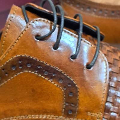 Maison Forte Cognac Leather Basket Weave Sides Dress Shoes  display picture 3