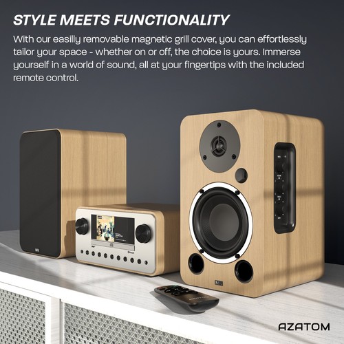 Bookshelf Speaker with Bluetooth, HDMI, Optical, RCA - AZATOM Equinox 2 M4 Oak - Picture 6 of 9