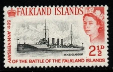 FALKLAND ISLANDS SG215 1964 2½d BATTLE OF THE FALKLANDS MNH