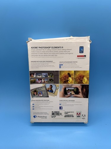 Adobe Photoshop Elements 9 Photo-Editing Software Windows Mac OS Disc Box Manual - Picture 3 of 3