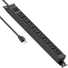 Heavy Duty Power Strip Wall Mount, 20 Amp Surge Protector 1200J Metal 8 Outle...