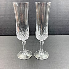 Set of 2 Vintage Cristal D'Arques LONGCHAMP Champagne Flute Glasses Lead Crystal