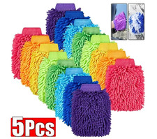 5PCS Car Plush Soft Microfiber Wash Mitt Cleaning Premium Ultra Washing Glove