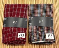 GAP 2 Pairs MEN Boxer 100% Cotton Burgundy Checker Red  You Choose Size