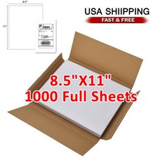 1000 Full Sheet 8.5"x11" Shipping Labels Self Adhesive for Laser inkjet Printer