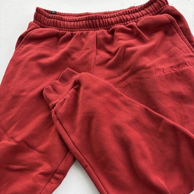 Puma Red Fleece Jogger Sweatpants Men s XL Elastic Waist Cuffed Active Pants