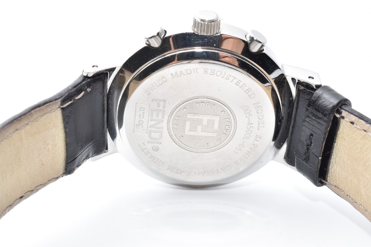 時計 【電池交換済み】FENDI 4500G ブラック クロノグラフ メンズ 腕時計
