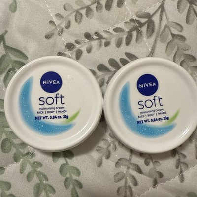 2 Pack Nivea Soft Moisturizing Creme Body Face and Hand Cream Scented .84oz Each
