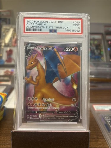 2020 Pokémon Sword & Shield Champions Path CHARIZARD Promo #050 Full Art - PSA 9