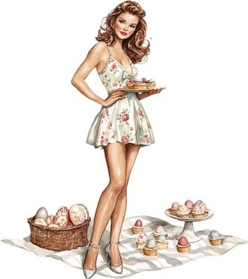 Ostern Vintage Pin Up Wandbild Schlafzimmer Kinderzimmer Dekor Vinyl Aufkleber Abziehbild 6 Größen