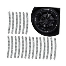 20PCS Bling Reflective Car Wheel Decorative Stripe Stickers, Rhinestone White