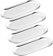 4 Pcs 7 Inch x 3.3 Inch Trinket Tray, Sier Stainl Steel, for Serving