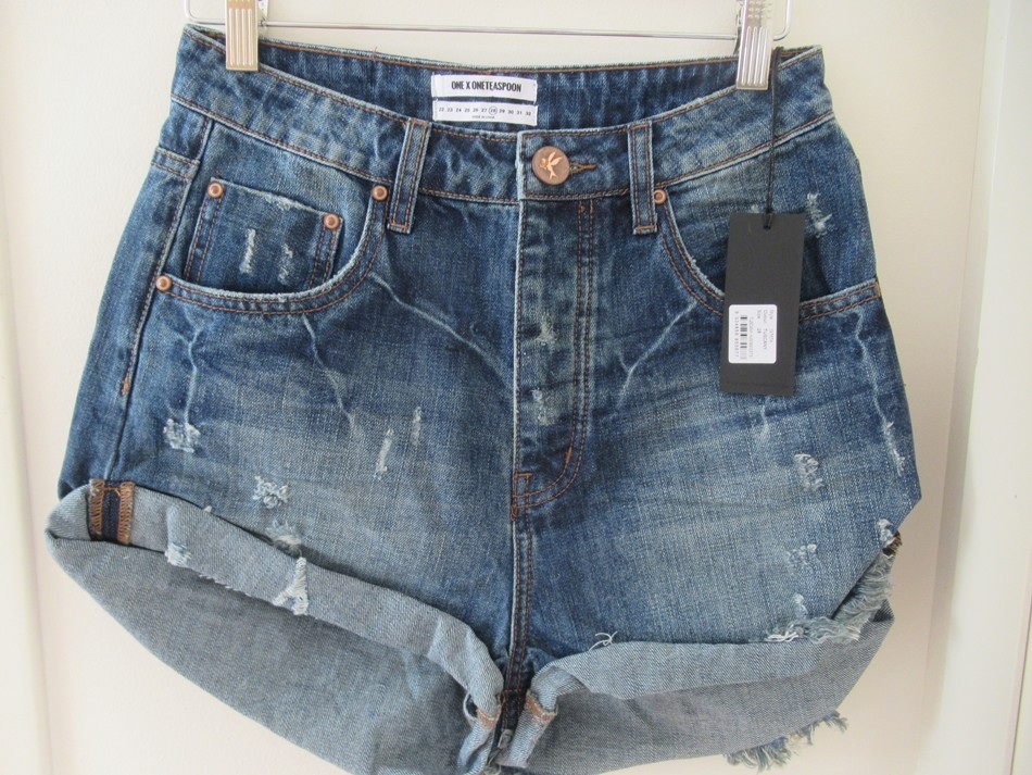 NWT One Teaspoon High Waisted Bandits Denim Shorts Size 28 Cutoff Jean