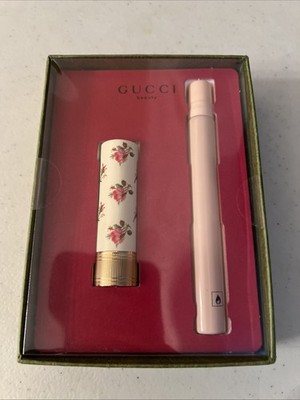 Gucci Bloom Eau de Parfum + Sheer Lipstick Set Goldie Red 25 New
