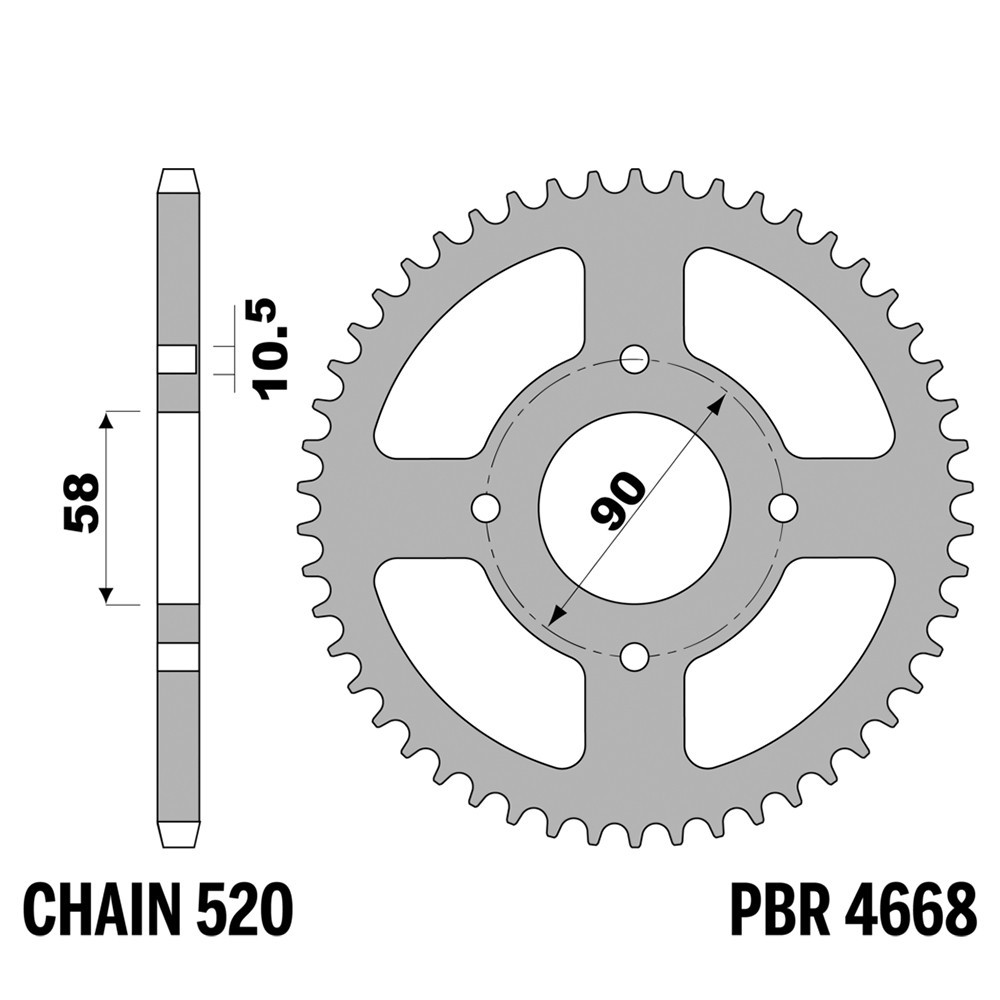 Pignon arrière PBR 40 dents en acier C pour moto Archive Scrambler 250