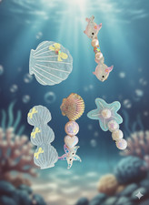 Mystery Mermaid Hair Clip Set - 5pc Random Ocean Shell  Starfish Accessories