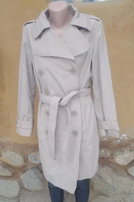 Women New York Yankees Trench Coat Beige Polyester - Bild 1 von 4