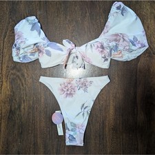 Cupshe X Jojo Fletcher Bikini White Pastel Floral Swimsuit