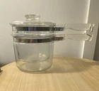 Vintage Pyrex Flameware Glass Double Boiler Stove Top Cooking Pot 6283 1.5/2 qt