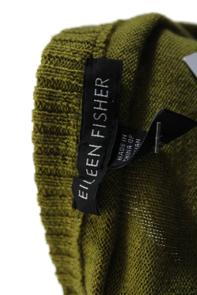 Suéter Eileen Fisher Mujer Manga Larga Rayas Cuello Redondo Verde Pequeño Foto 4 de 4