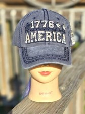 Ladies Navy Blue 1776 America BLING Ball Cap Hat NEW adjustable