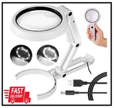 30X 10X Magnifying Glass with Light and Stand, Foldable Handheld Magnifying Glas