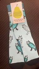 Women's WOVEN PEAR Owls "Hoot  Holla" Socks -- New With Tags