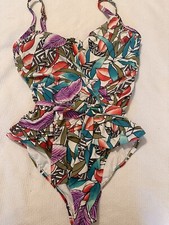 Size 18 Multicolor Trooical Print Design Wrap One Piece Swimsuit By IT FIGURES