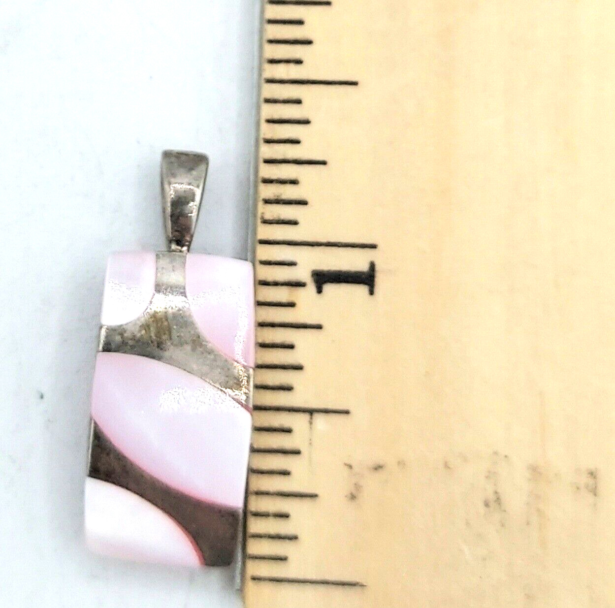 925 Sterling Silver Rectangular Light Pink Shell … - image 7
