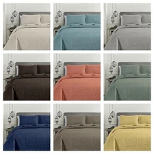 Chezmoi Collection 3-piece Oversized Bedspread Coverlet Set, Pinsonic Quilted