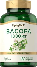 Bacopa Monnieri 1000 Mg Brahmi Leaf Brain Memory Boost Stress Prevent, 180 Caps