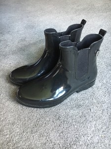 black rubber booties