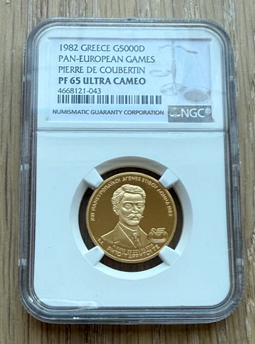 Greece 1982 Gold 5000 Drachmai NGC PF65UC Pan-European Games