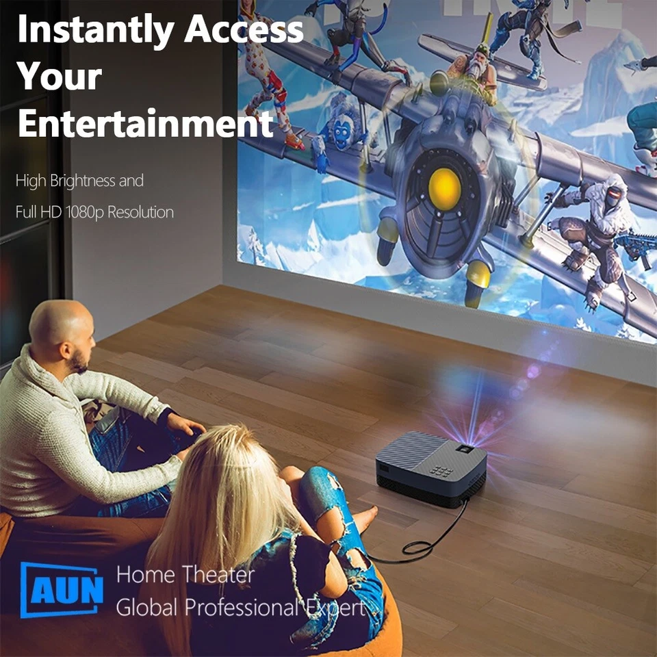 2022 Projector Full HD 1080P LED Theater Smart TV MINI Beamer Mobile 4K Video - Image 2 of 4