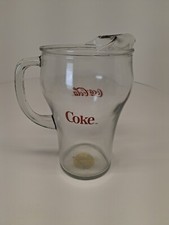 Vintage Coke Coca Cola Red Lettering Glass Pitcher Jug