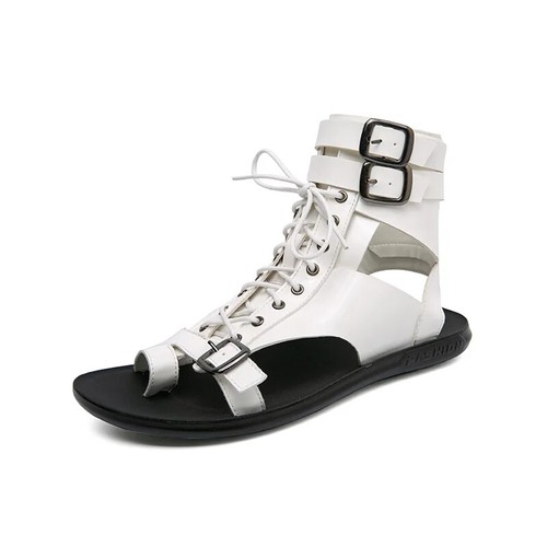 Mens Gladiators Sandals High Top Buckle Strap Lace Up Open Toe Roman Shoes Size - Picture 26 of 26