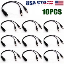 10PCS DC Power Splitter Cable Cord Adapter 1:2 CCTV Security Camera DVR LED USA