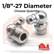 1/8"-27 Zerks Grease Fitting 90 Degree Steel Zinc (Choose Quantity)