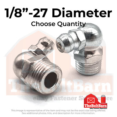 1/8''-27 Zerks Grease Fitting 90 Degree Steel Zinc (Choose Quantity)