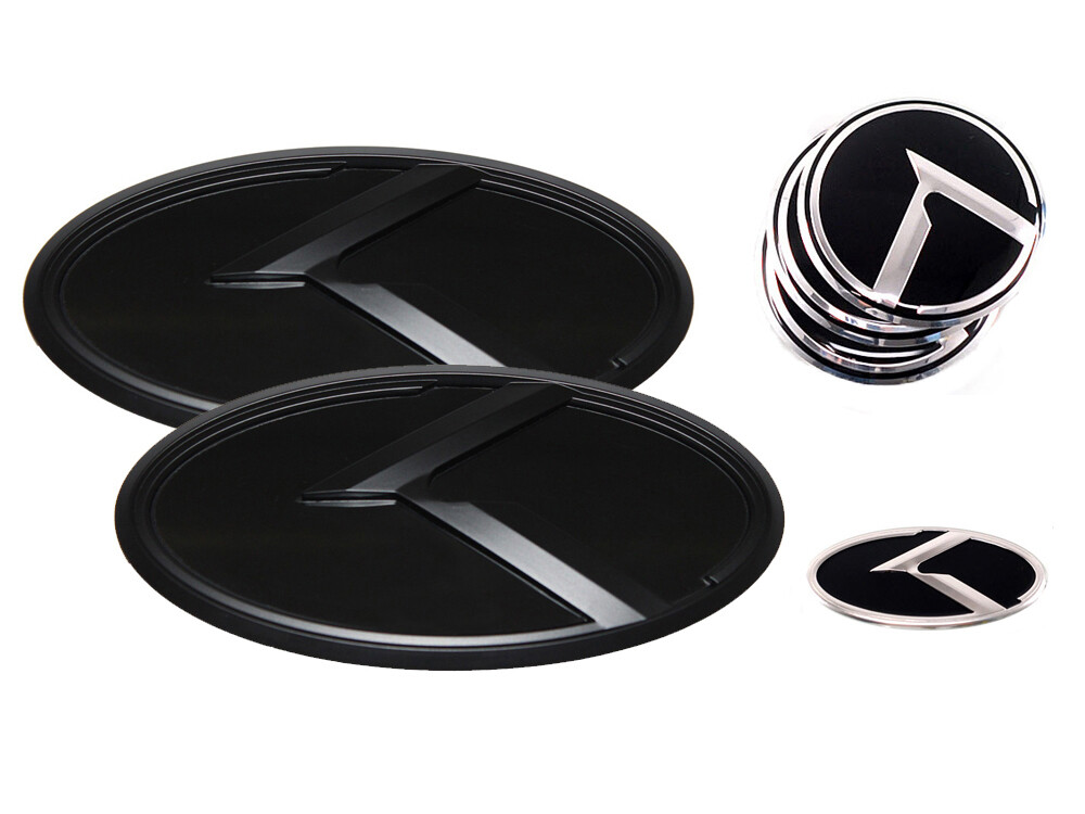 3D K Logo Emblem Black & Black 7pc (Fits: KIA 2012-2016 Pride Rio