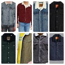 Levis Sherpa Jacket Denim Trucker Jackets Black Blue Jacket Levis
