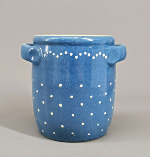 998845009 pot de stockage en céramique Bürgel Thuringe bleu-blanc peinture Engobe H13,5 cm - Photo 1/4