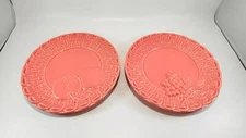 Set of 2 Sanor Ceramica Portugal Pink Basket Weave Salad Dessert Plates 8.25"
