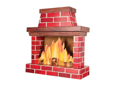 Fireplace Prop 3-D Christmas Winter Decor Cardboard 29.5'' Winter Mantel Party