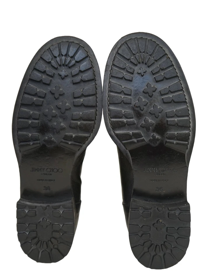 Botas de Biker JIMMY CHOO talla 36 Juveniles Cuero Negro Aplastado Correa Remache 5.5 Foto 2 de 4