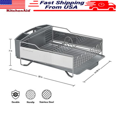 Large Capacity Rust Resistant Dish Rack W/ Removable Flatware Caddy ...